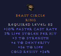 Beast Circle - Str/dex/CR/life