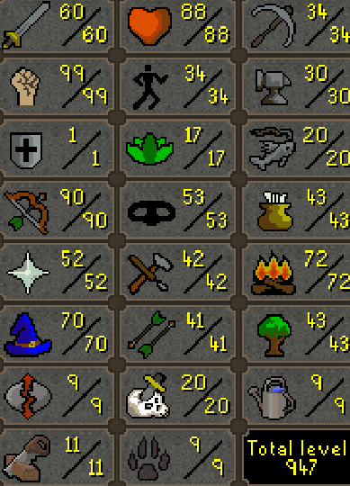 Pure | 940+ Total | 70+ QP | 99 Str/90 Rng | Firecape, Rune Pouch
