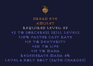Dread Eye (Sorceress Amulet)