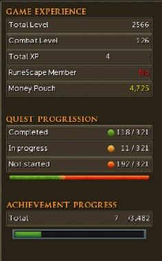 RS3 Main | 2620+ Total | 220+ QP | 410m+ XP | 105 Attack | 117 Strength | 100 Defence | 108 Range | 107 Magic | 100 Herblore