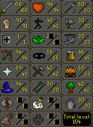 Legacy Pure | 1040+ Total | 110+ QP | 66 Attack | 91 Strength | 1 Defence | 94 Range | 94 Magic | 43 Pray | Dizana's Quiver | Infernal Cape | Unholy Book