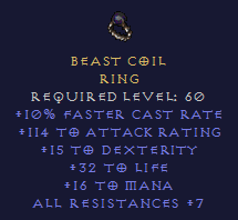 Beast Coil - FcR/Dex/Life/All Res ring