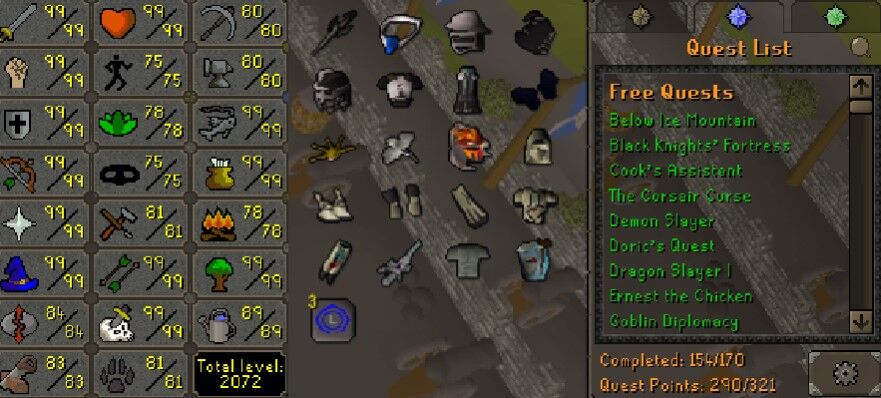 Max Combat Main | 2070+ Total | 290+ QP | 99 Slayer | 84 Runecrafting | Avernic | Elite Void | Skilling Outfits - ChicksSOS34